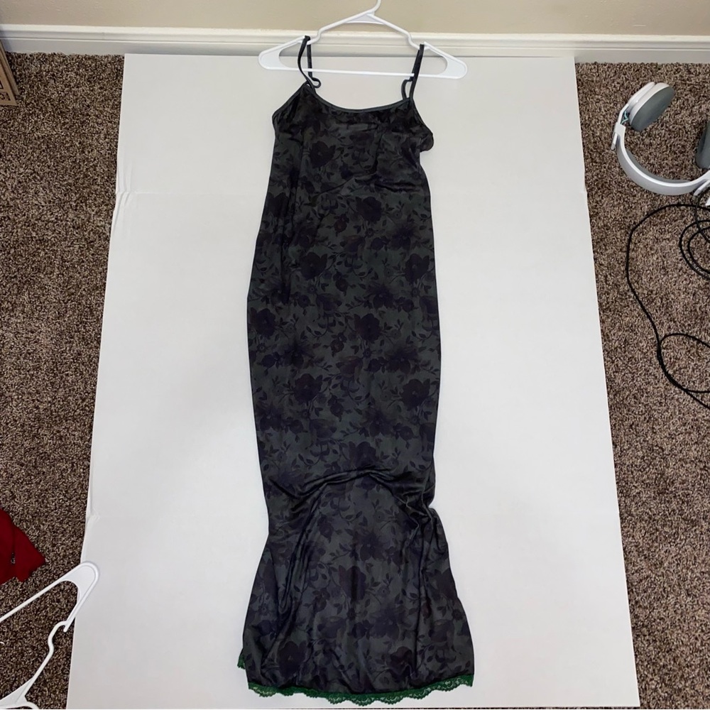 ROMWE Black and Green Floral Dress